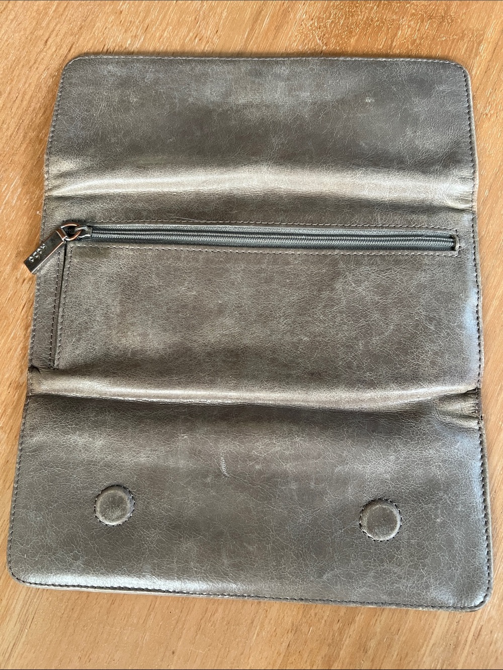 HOBO Metallic Gray Leather Continental Wallet - Picture 3 of 3